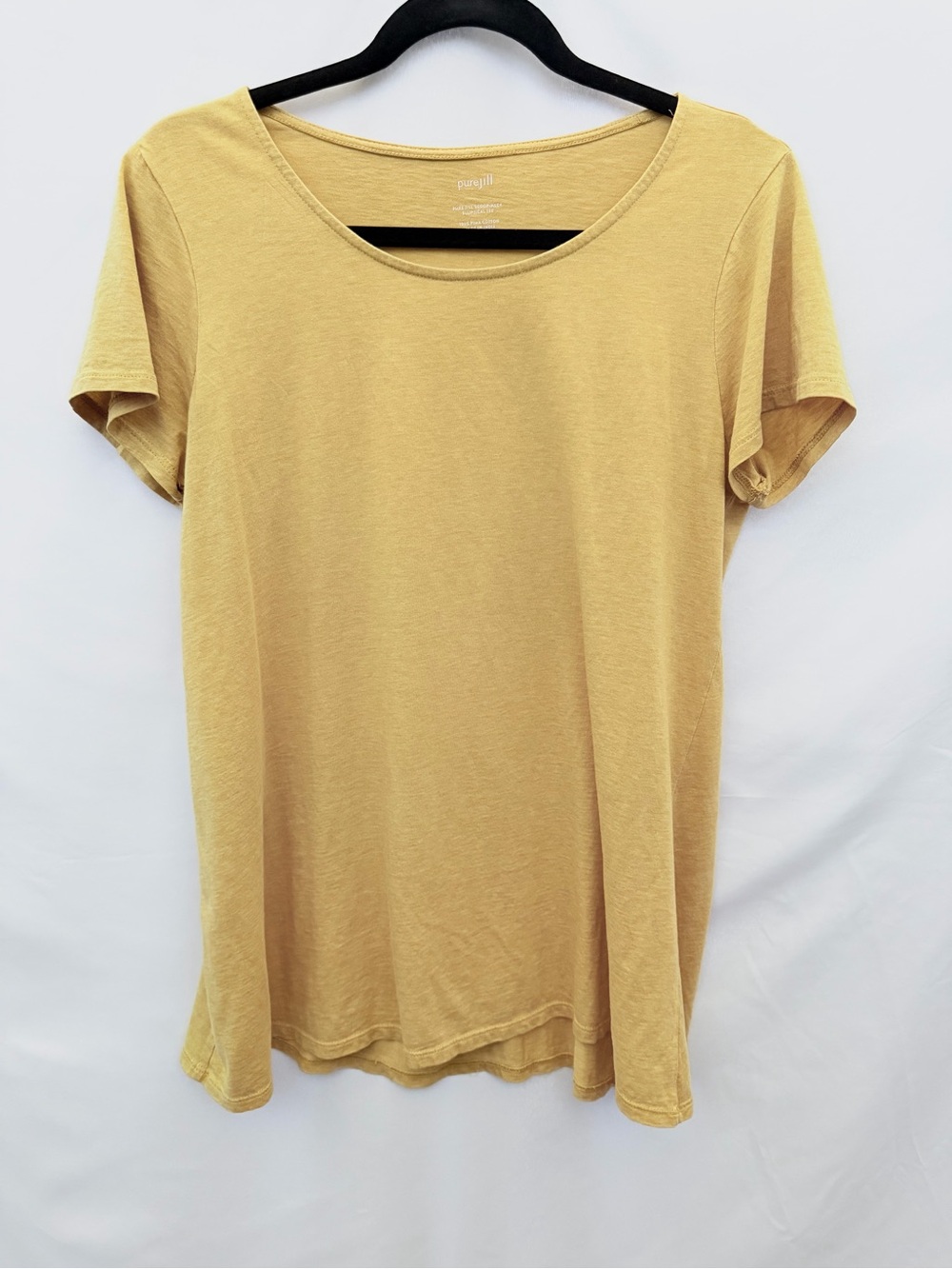 Pure Jill J.Jill Pima Cotton Scoop Neck Elliptical Tee Mustard Yellow S